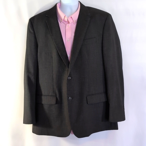 Saddlebred Men's Dark Gray Motion Stretch Blazer Suit Jacket Sport Coat Sze 48L - Picture 1 of 13